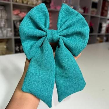 Imagem de Laço de Cabelo Feminino com Bico de Pato Adulto Acessório de Moda em para Penteados (VERDE ESMERALDA LAÇO,INFANTIL)