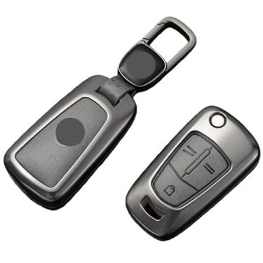 Imagem de Capa de couro para chave de carro, capa de proteção compatível com Opel OPC Line/Insignia/Astra/Vectra/Combo/Corsa D/Mokka/Zafira(B-gun grey chain)