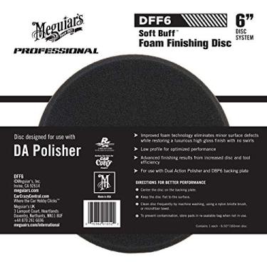 Imagem de Meguiar's Disco de acabamento de espuma macia de 15 cm DFF6 - Almofada de acabamento polidor de espuma de gancho e laço para aplicação de ceras e selantes - Para uso com placa de suporte DA de 15 cm e
