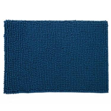 Imagem de Tapete Banheiro 38x58cm Antiderrapante Bolinha Macarrão lavabo casa felpudo box absorvente água(Kit 4,Azul Claro)