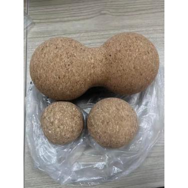 Imagem de Conjunto de bolas de massagem de cortiça – Bola de massagem de amendoim de cortiça, bolas de massagem de 6 cm e 5 cm + 2 elásticos de dedo do pé com bolsa de armazenamento, para terapia de dor no