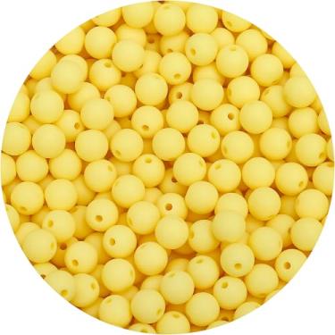 Imagem de BONNY BOXX 100 peças de contas redondas de acrílico amarelo fosco de 12 mm, bolas de chiclete de resina de plástico fosco para fabricação de colar e pulseira, suprimentos de artesanato