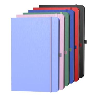 Imagem de ONAVIA Caderno de capa dura pautado papel diário 80GSM - cores sortidas, tamanho A5, pacote com 6