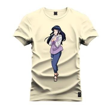 Imagem de Camiseta Premium T-Shirt Algodão Estampada Unissex Hinata, M, Pérola