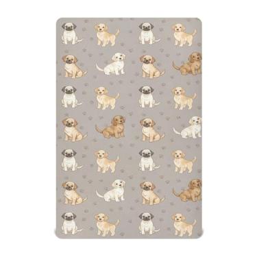 Imagem de SEHANY Lençol de berço de cachorro fofo para meninos e meninas, macio, respirável, elástico, lençol com elástico padrão para bebês de 71 x 132 cm