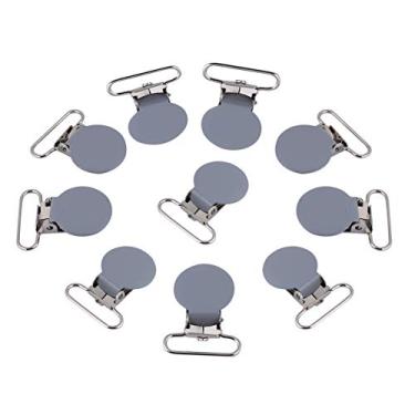 Imagem de Aramox 10 Clipes de Suspensório de Metal de 25mm Dos Pces, Suporte Redondo Resistente da Correia da Chupeta Com Acabamento Brilhante, para Roupas Diy ou Substituindo Braçadeiras (GRAY)