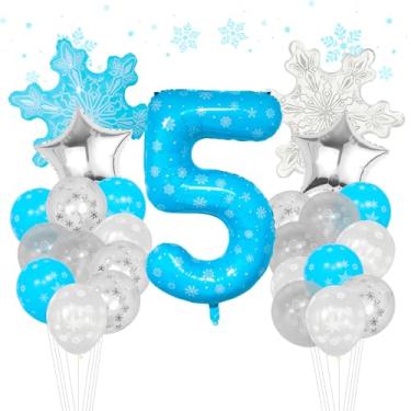 Imagem de Balão Frozen de decorações de festa de terceiro aniversário, balões de Mylar de folha de floco de neve de 101 cm para decorações de aniversário com tema congelado, lembrancinhas de festa (5º)
