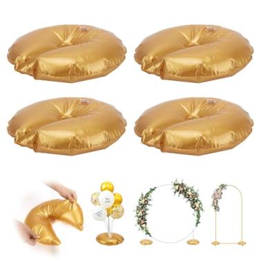 Imagem de 4 peças de bolsa de água dourada para base de arco, pesos de base de arco de balão, bolsa de água pesada para casamento, festa de aniversário, arco de fundo, base de armação de metal, base de