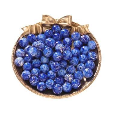 Imagem de Contas De Vidro Redondas Com Padrões Coloridos 20-100pçs 4-10mm Espaça