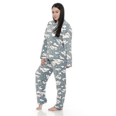 Imagem de Pijama feminino adulto ultra soft manga longa   - TERE, Nuvem, P