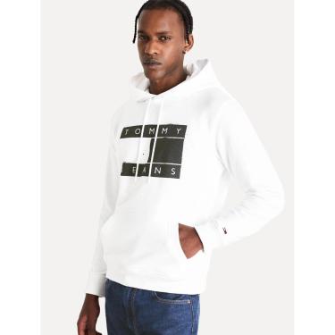Imagem de Moletom Tommy Jeans Masculino Hoodie Flag Logo Spray Branco-Masculino
