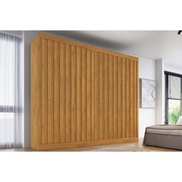 Imagem de Guarda Roupa Casal Atlanta Peroba 2 Portas de Correr 4 Gavetas MDF Amêndoa-Peroba Europa