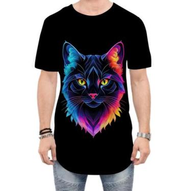 Imagem de Camiseta Longline de Gatinho Colorido Neon Vetor 12 - Kasubeck Store, 