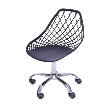 Imagem de Cadeira Giratória Kaila Polipropileno Preta Base Rodizio