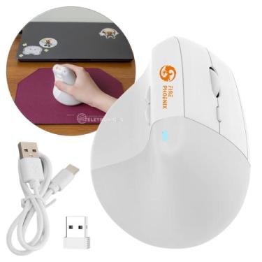Imagem de Mouse Ergonômico Vertical DM4 Bluetooth e USB 2.4G Bateria Recarregáve