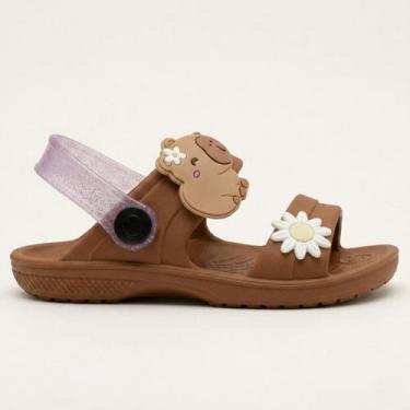 Imagem de Sandália Infantil Menina Papete Capivara - Kimimo, Marrom, 21/22