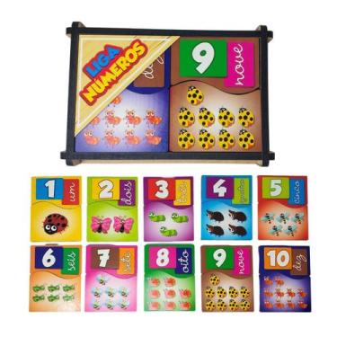 Imagem de Liga Números Insetos Jogo Pedagógico Infantil Brinquedos Educativos Ma