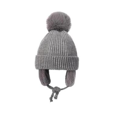 Imagem de Gorro De Lã Tricotado Quente E Grosso Para Crianças De 2 a 8 Anos Com 