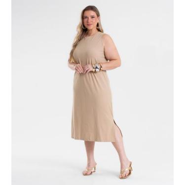 Imagem de Vestido Feminino Midi Plus Size Secret Marrom, Plus G3, Marrom
