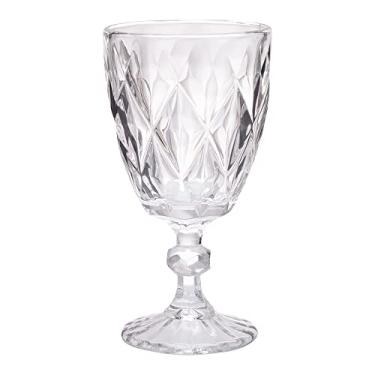 Imagem de Mimo Style Jogo de 6 Taças de Vidro Transparente Vitral com Capacidade de 240ml com Alto Relevo e Aparencia Diamantada. Ideal para Vinhos, Sucos, Uísque, Água e Cerveja, Cálice para Festa e Casamento