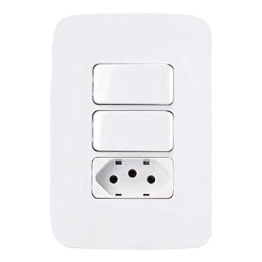Imagem de Interruptor duplo Simples + Tomada 10A Branco Margirius B3