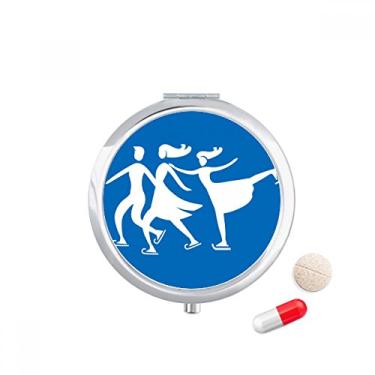 Imagem de Estojo de comprimidos para esqui de inverno com desenho de contorno azul, caixa de armazenamento de medicamentos dispensador