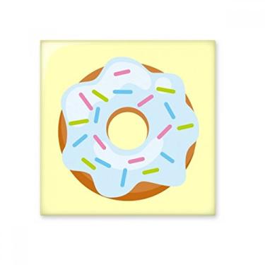 Imagem de Azulejo de cerâmica azul rosquinha sobremesa doce brilhante decalque pedra adornada tijolo vitrificado