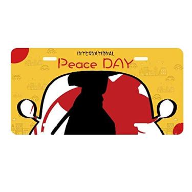 Imagem de DIYthinker Placa de licença japonesa asiática Samurai Katana Sakura Parry Etiqueta Decoração de carro Dia da Paz