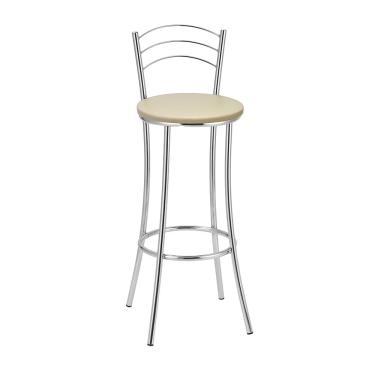 Imagem de Kit 2 Banquetas Cromadas BC26A de Metal e Assento Espuma D15 Treparoni - bege