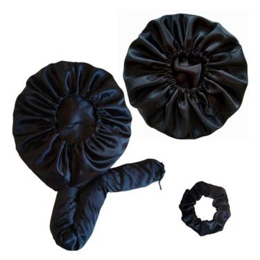 Imagem de Touca Seca Cabelo + Touca De Cetim Ajustavel +xuxinha Frufru