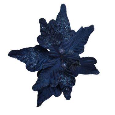 Imagem de Flor Artificial Veludo Azul 30cm