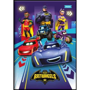 Imagem de Kit de Caderno, Brochura 1/4 Pequeno, Capa Dura, Batwheels, 80 Folhas, Foroni, Pacote com 10 Unidades