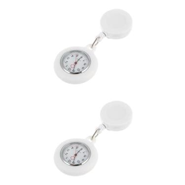 Imagem de 2 Unidades mesa de enfermagem Relógio de enfermagem retrátil Relógio de enfermeira com clip Assistir relógio de bolso capa de silicone Acessórios aluna Presente quartzo branco
