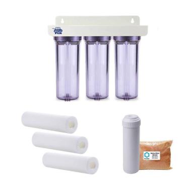 Imagem de Kit Pré-Filtro Osmose Reversa - 3 Carcaças - Refis