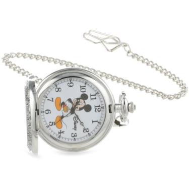 Imagem de Relógio de bolso adulto Disney Mickey Mouse analógico de quartzo, Prata/aço, Relógios de Bolso