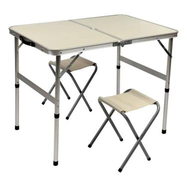 Imagem de Mesa Dobrável de Aluminio Tipo Maleta 2 Banquetas 322414 KALA