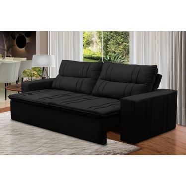 Imagem de Sofá Retrátil e Reclinável 2 lugares com Molas 1,80m Eloa Suede Preto Madelina