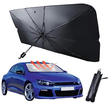 Imagem de Guarda-sol de para-brisa de carro viseira dobrável protege o carro de raios UV e proteção solar de calor para janela frontal do carro, 139 cm x 70 cm