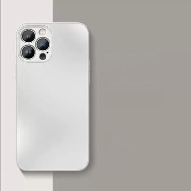 Imagem de Capa de telefone de vidro fosco AG com proteção de lente completa para iPhone 15 14 Pro Max 11 12 13 Pro XS XR 7 8Plus Capa fosca temperada líquida, branca, para iPhone 14 Pro