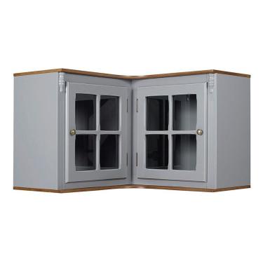 Imagem de Aéreo de Canto Cozinha 2 Portas de Vidro Laca Cinza