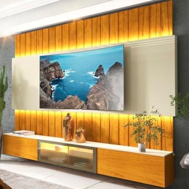 Imagem de Estante Home para Tv até 85 Polegadas com Led 230cm Soberano Reflecta Naturale/Off White