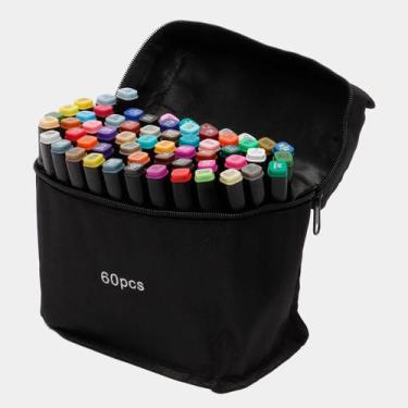 Imagem de Canetinhas Coloridas Kit 60 Unidades Escolar Pintura Linha Profissiona