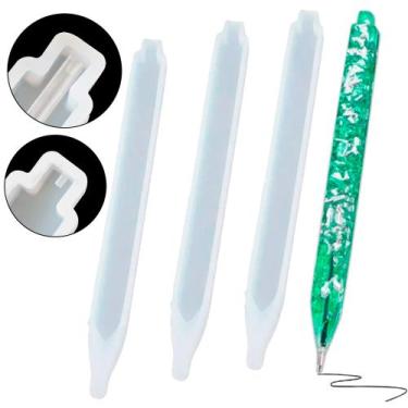 Imagem de Kit 3 Molde Silicone Caneta Decoração Resina Epóxi Quadrada - Things N
