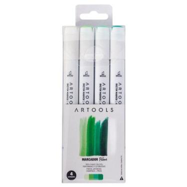 Imagem de Marcador À Base De Álcool Sketch Pictom  4 Tons De Verde - Artools