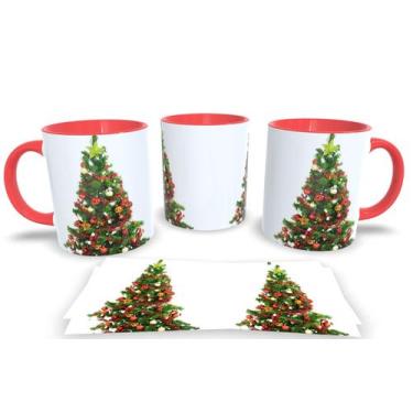 Imagem de Canecas Vermelha de Porcelana Personalizadas  Arvore de Natal - Estamp