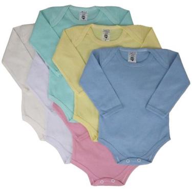 Imagem de Kit C/3 Body Bebê Malha Lisa Longo 100% Algodão - Batutinhas Baby, G, 