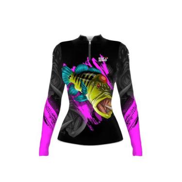 Imagem de Camiseta FEMININA com proteção solar 50+ UVB DRYFIT pesca bike ciclist