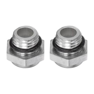 Imagem de HARFINGTON 2 peças de vidro de visão de óleo para compressor de ar 12 x 1,5 mm rosca macho medidor de nível de líquido, cabeça sextavada de alumínio, janela indicadora de óleo com anel de vedação para