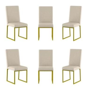 Imagem de Kit 6 Cadeiras Estofadas Base de Ferro Para Mesa De Jantar - Balaqui D