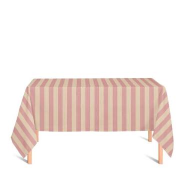 Imagem de Toalha de Mesa Retangular em Tecido Jacquard Rosa Envelhecido e Dourad